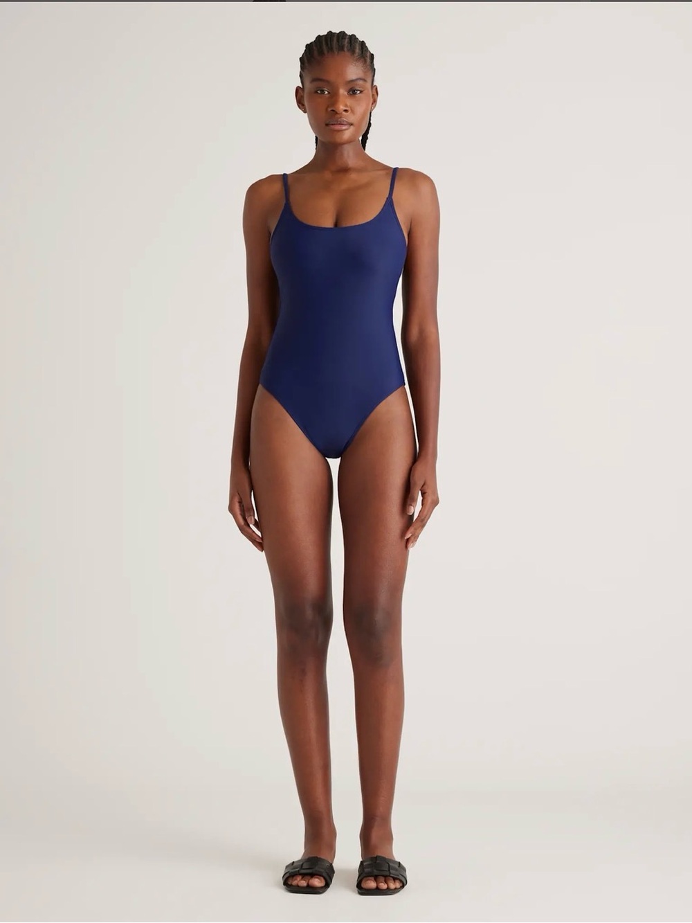 New Quince Italian Cami One-Piece Swimsuit in Deep Navy Size XL